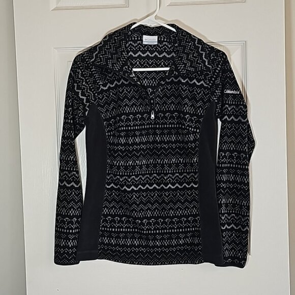 Columbia Quarter Zip Pullover Black Gray Fleece Size XS - Picture 1 of 7